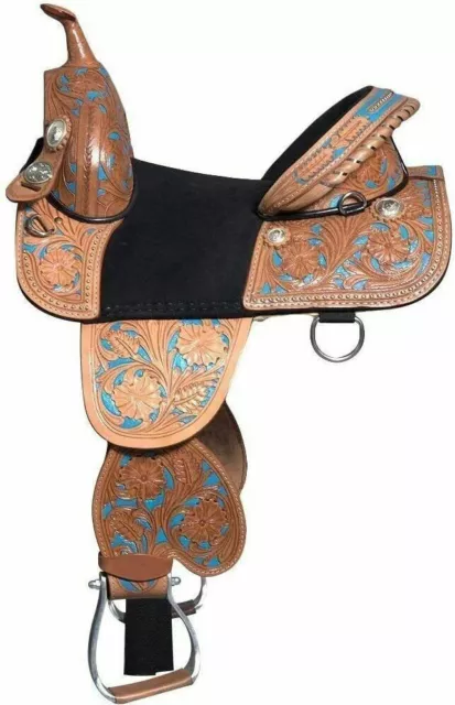 Western Trail Barrel Racing Premium Leather /TREELESS Horse Saddle Tack Size...