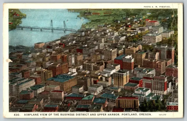 Portland, OR - View of the Business District & Upper Harbor - Vintage Postcard
