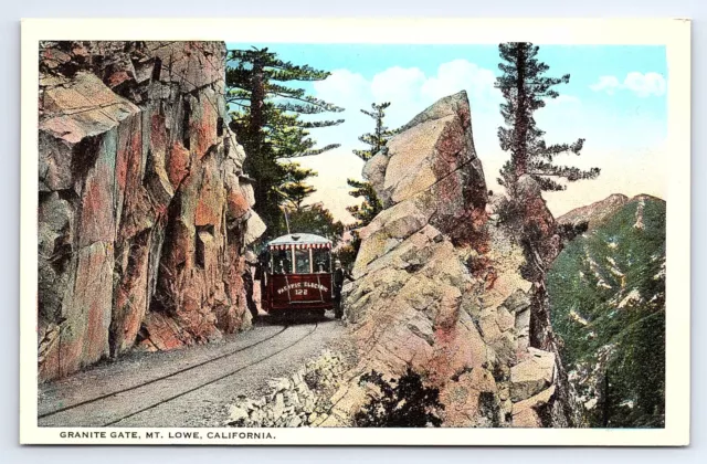 Postcard Granite Gate Mt. Lowe California CA Trolley Streetcar