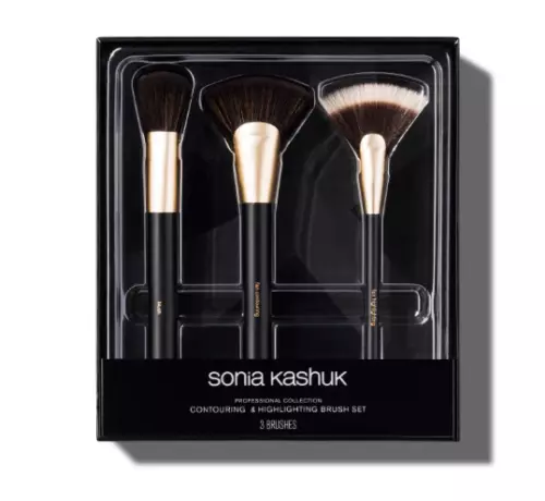 Sonia Kashuk Contorno Y Iluminador Cepillo Set 3 Brochas Resaltador Nuevo