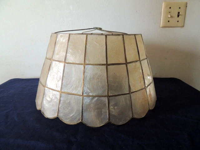 Vintage MID CENTURY CAPIZ SHELL Lamp Shade Scalloped MCM