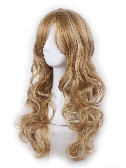 Long Golden Blond Wavy Hairstyles Women's Natural 100% Human Hair Wig 24 Inch