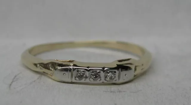VICTORIAN ANTIQUE 14K SOLID GOLD .015 ct GENUINE DIAMOND WEDDING BAND RING NR