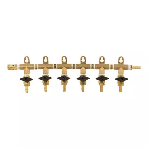6 Way 5/16" Barb CO2 Gas Distribution Manifold w/ Check Valve Beer Keg Splitter