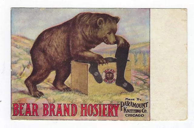 Early 1900's Adver. Postcard Bear Brand Hosiery, Paramount Knitting Co.