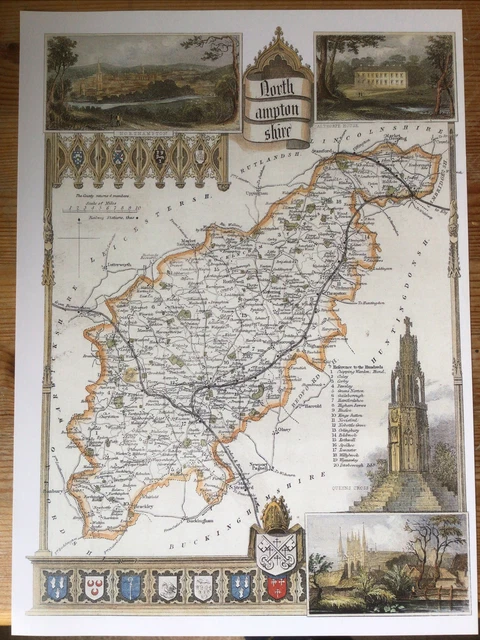 DECORATIVE REPRO COUNTY Map Of Northamptonshire By Thomas Moule 1830 ...