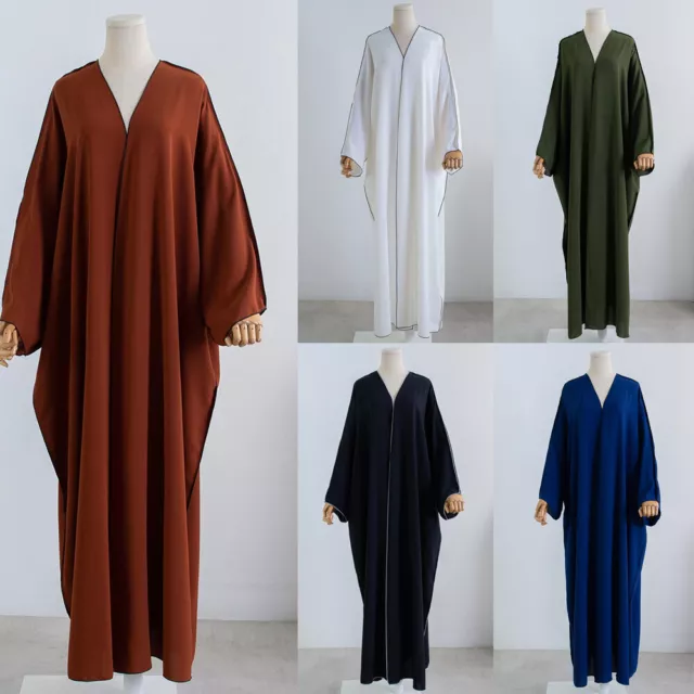 Open Ramadan Abaya Women Cardigan Long Dress Muslim Kaftan Dubai Islamic Kimono