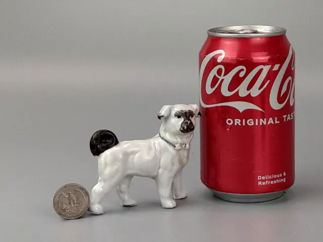 Small Vintage Pug Dog white with bowtie Figurine