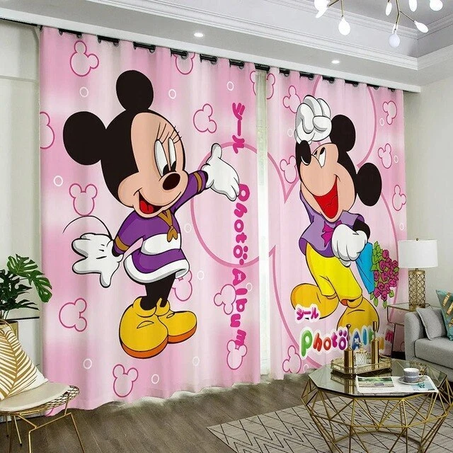 Minnie Mouse Print Shower Curtain Carpet Kid Blackout Children Curtains Cartoon