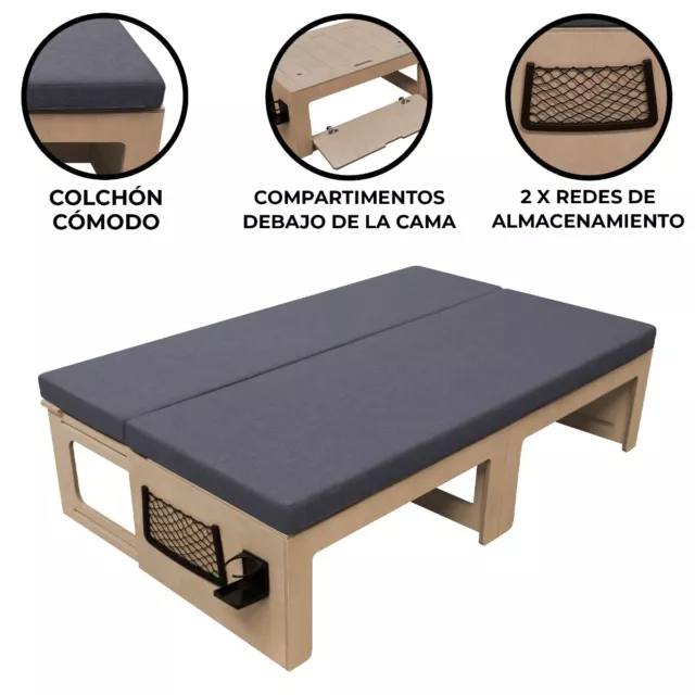 Cama Deslizante de Cámper y Cojines Almacenaje Furgoneta Vivaro Sprinter Transit