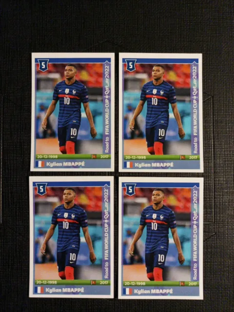 Panini Foot Lot 4 Stickers World Cup Road to Qatar 2022 Kylian MBAPPE France