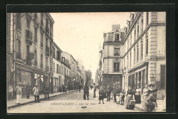 CPA Choisy-le-Roi, Rue du Pont, belebte Strasse 1904