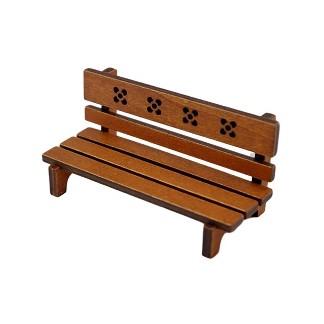 MAISON DE POUPÉES Bare Bois Banc Avec Rangement Siège Miniature Meubles Jardin EUR 25,32