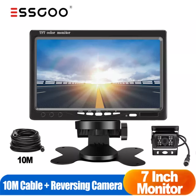 ESSGOO Car Reversing Camera +7" TFT LCD Monitor for Truck Bus Van Rear View Kit