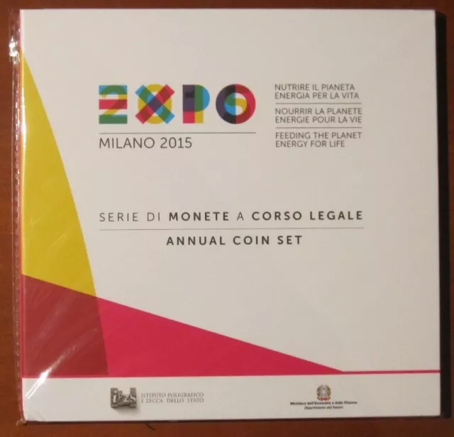 KMS Italien 2015  Expo Milano Offizieller Euro Kursmünzensatz m. 2€ GM BU 5,88€