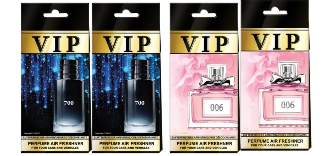 4 Pack Vip 700 & 006 Dior Mix For Him & Her Premium Fragranced Car Air Freshener
