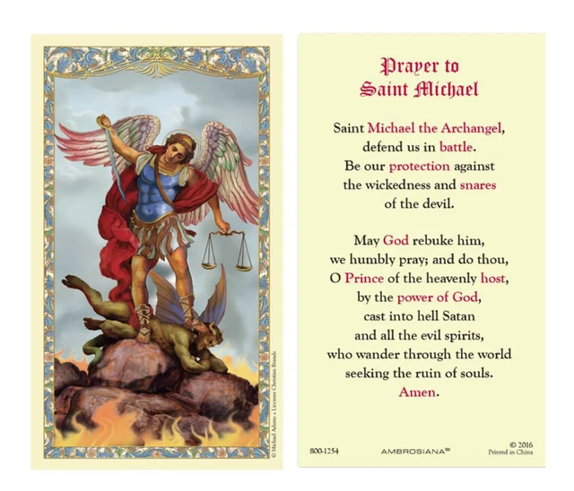 St. Michael The Archangel Card With Guardian Angel Prayer Card