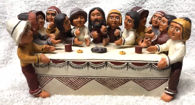 LAST SUPPER Jesus & 12 apostles disciples clay sculpture terra cotta figurines