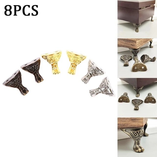 Protección pierna esquina pies regalo, joyería madera aleación de zinc 8 piezas caja decoración