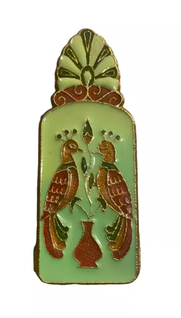 Greek 1950's Souvenir Enamel Brass Paper Clip Peacocks Sailing  Ship 4.5"