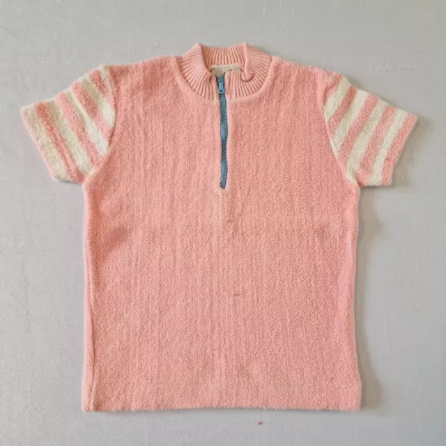 Top Terry vintage anni '70 per ragazze | 12-18 mesi | Deadstock rosa KA20