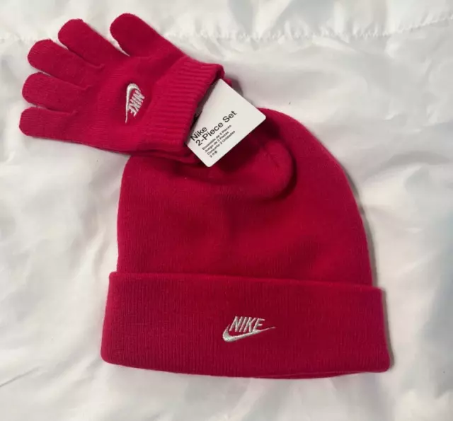 Brand New W/ Tags! Girls Nike 2-Piece Set/ Hat & Gloves/ Rush Pink