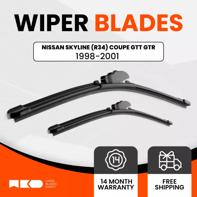 Premium Wiper Blades For Nissan Skyline 1998-2001 (R34) Coupe GTT GTR Front Pair