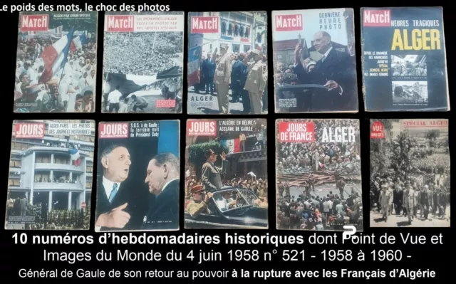 Guerre d'Algérie    1958 à 1960   lots de 10 revues historiques  Pieds Noirs