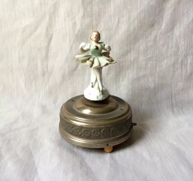 Vintage Swiss Cody Reuge Dancing Ballerina 6" Music Box - Read!