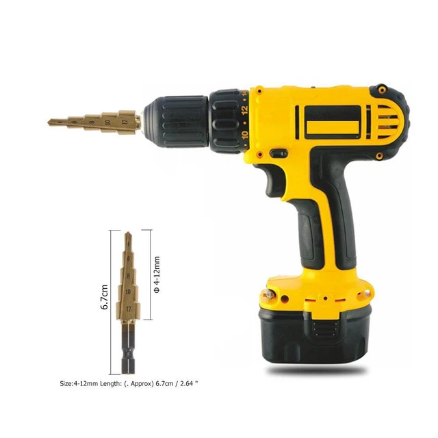 HSS Hex Shank Pagoda Metal Steel Step Drill Bit Hole Cutter Cut Tool 4-12mm FS2#