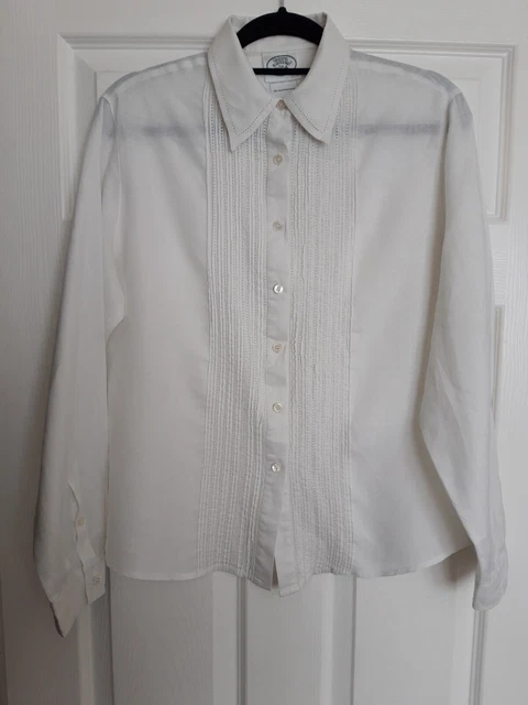 Camicia vintage Laura Ashley 100% lino bianco manica lunga taglia 12