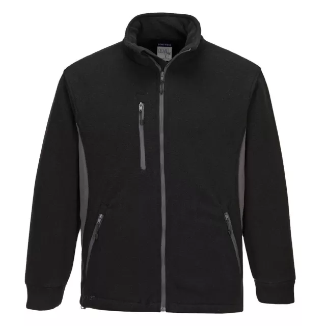 Mens Portwest Work Fleece Jacket Full Zip Heavy Weight Full Zip Two Tone Coat