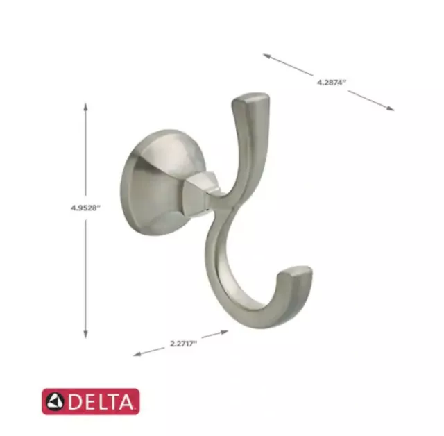 JUEGO DE 3. Delta 76435-SS Ashlyn Collection Doble Vestido Gancho Acabado Inoxidable NUEVO