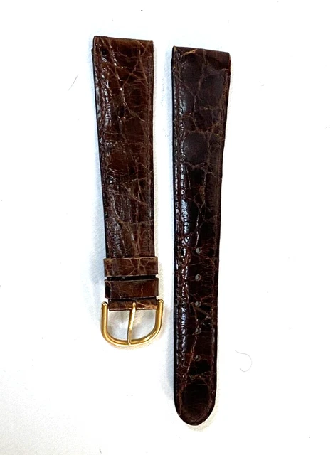 Bracelet De Montre En Cuir De Crocodile Yonger & Bresson 18 Mm - Neuf Ancien Stock, Boucle Ardillon, Marron