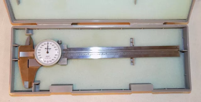 MITUTOYO 6" Dial Caliper # 505-101, OEM Case Smooth Movement No Snags Excellent