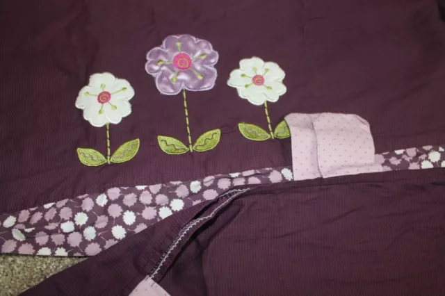 Lambs & Ivy Plumberry Nursery Valance Curtain Set Purple Flowers Baby Girl Decor 3