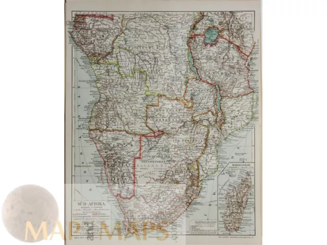 South Africa Madagascar Old map by Joseph Meyer 1905