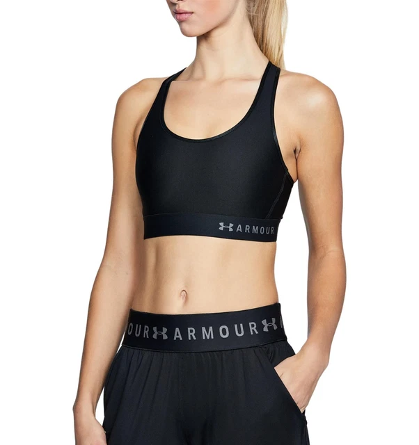 Under Armour DONNA Medio SPORTS Reggiseno Palestra Fitness Workout Nero Nuovo