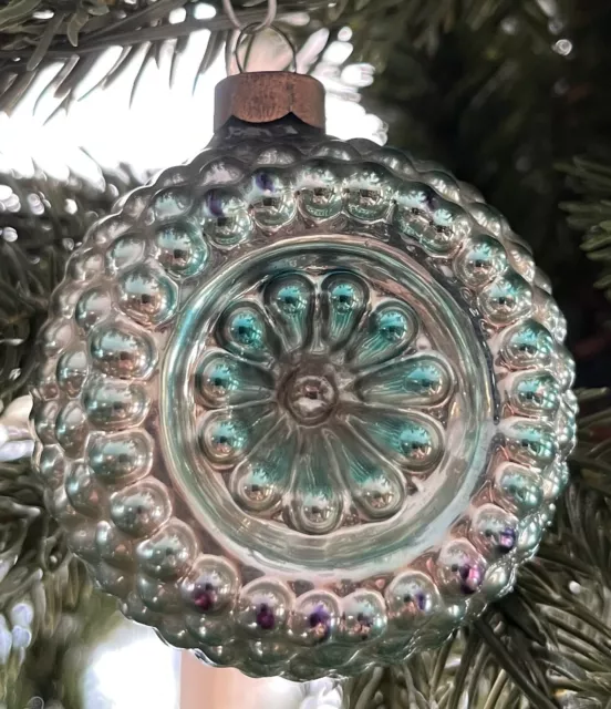 Shiny Brite Bumpy Glass Double Indent Christmas Ornament Made In US Of A