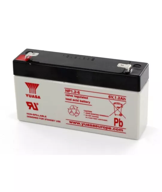 Yuasa 6v 6 Volt 1.2Ah 1200mAh Rechargeable Lead Acid Battery Burglar Alarm etc