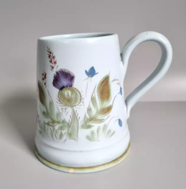 Buchan Pottery Tankard Thistles Portobello Scotland 12.5cm Stoneware Handpainted