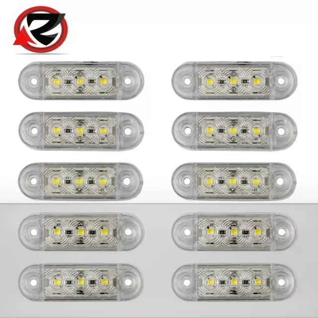 Satz 3 LED Begrenzungsleuchten Positionsleuchten Weiß LKW PKW Anhänger 12V/24V