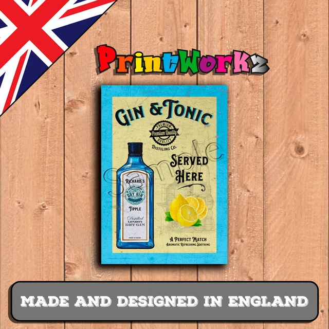 Gin & Tonic personalisiertes Metallschild Bier Wein Gin Platten Home Bar Brew