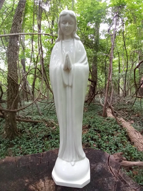 11.5& MCM CAFFCO Japan White Ceramic Virgin Mary Statue Antique Vintage