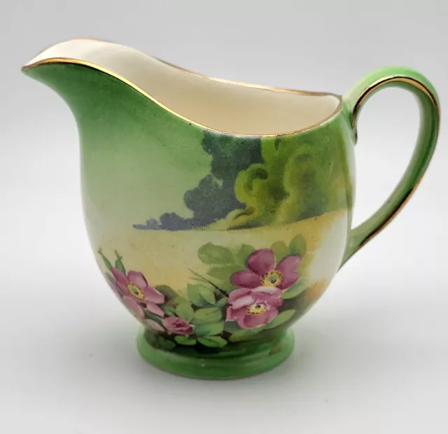 Royal Winton Clovelly Fine China Creamer Green Floral Made In England 3.5" Vtg