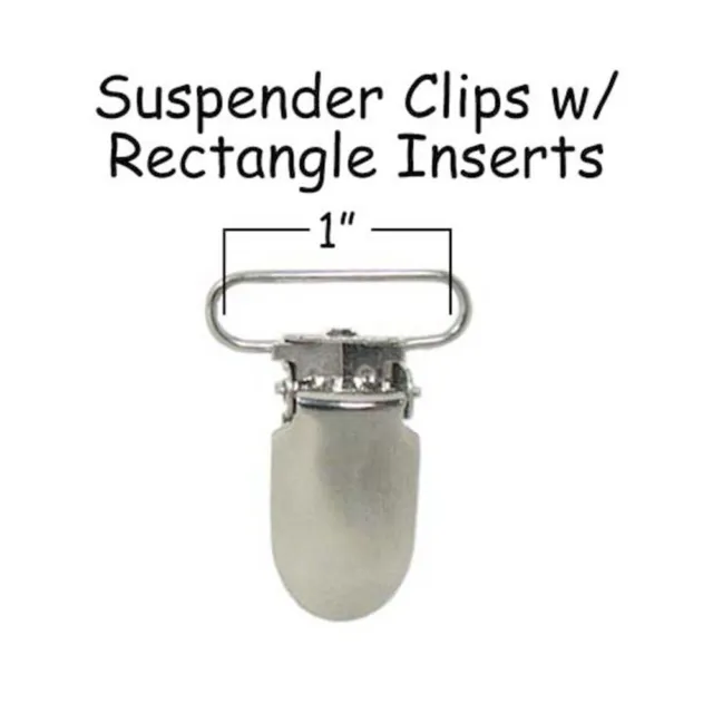 1" Suspender Paci Pacifier Holder Mitten Clips - Rect Inserts - LEAD FREE