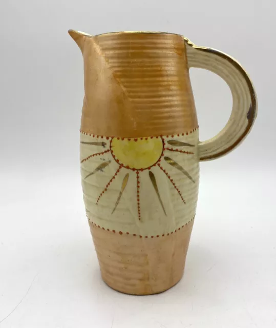 Countess Sunburst Water Jug Art Deco England Ceramic 21 cm Tall 1930s Vintage