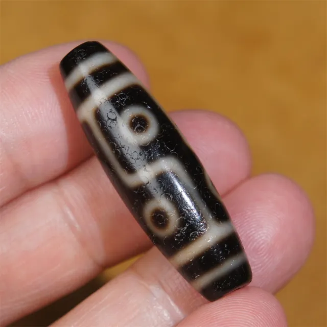 Ancient Tibetan DZI Beads Old Agate Lucky 6 Eye Totem Amulet Pendant GZI 40×12mm