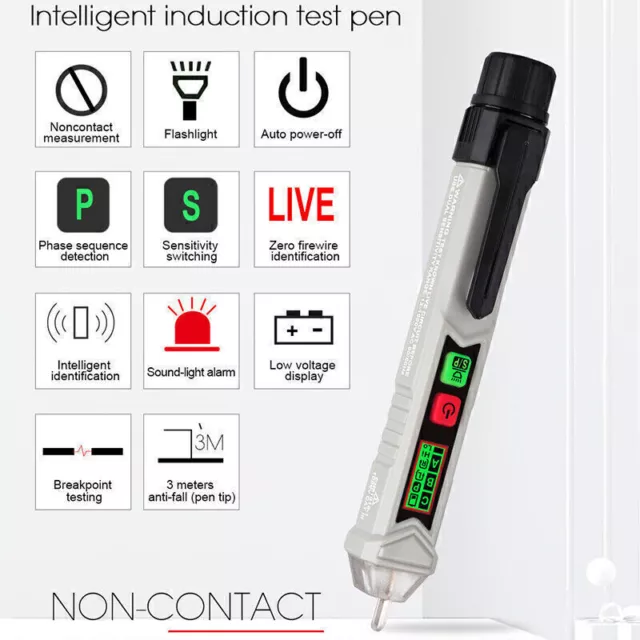 Electric Voltage Tester Non-Contact,12-1000V AC Voltage Detector Pen Digital LED