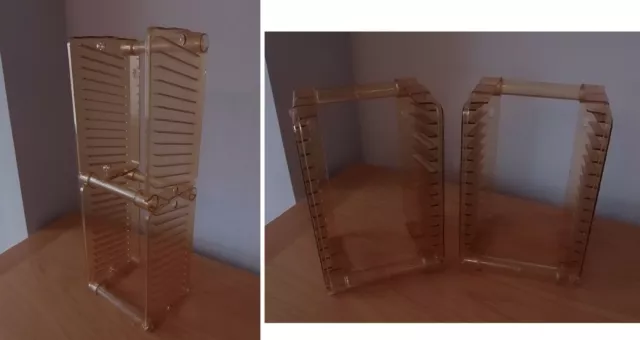 CD Storage Tower Rack Unit - Orange Plastic ~ Wall Mountable or Freestanding